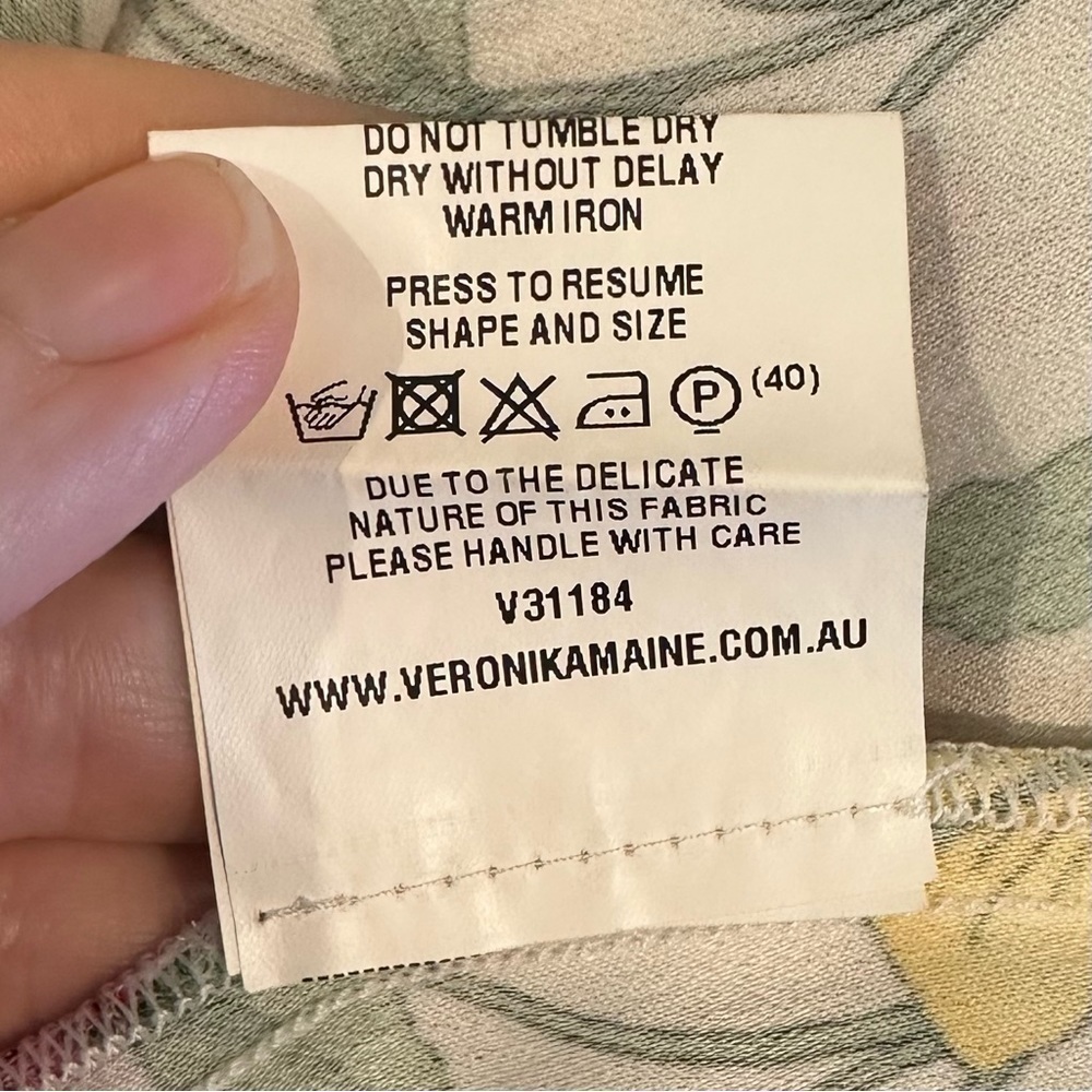 Veronika Maine top blouse floral tie front white pink yellow ladies size 6 - Picture 6 of 6